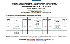 Championnat départemental lancer long Cadet et+