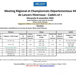 Championnat départemental lancer long Cadet et+